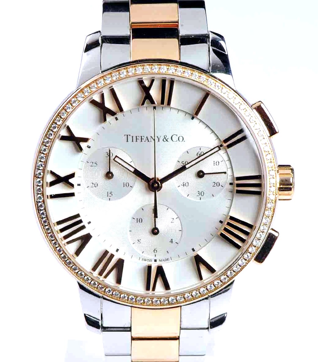 Tiffany & Co Atlas Dome watch 37mm Stainless Steel & Rose gold Model No:  33989563